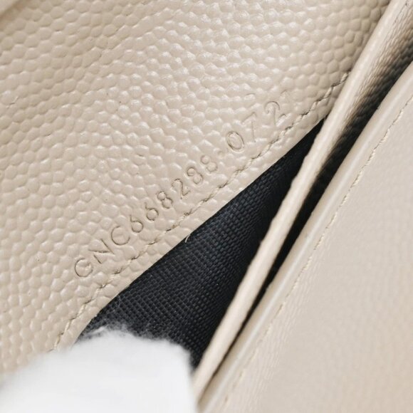 SAINT LAURENT YSL Logo Compact Bifold Wallet Leather Beige 258-082825 - Picture 14 of 15